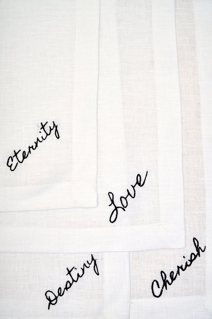Amore Embroidered Napkins - Set of 4