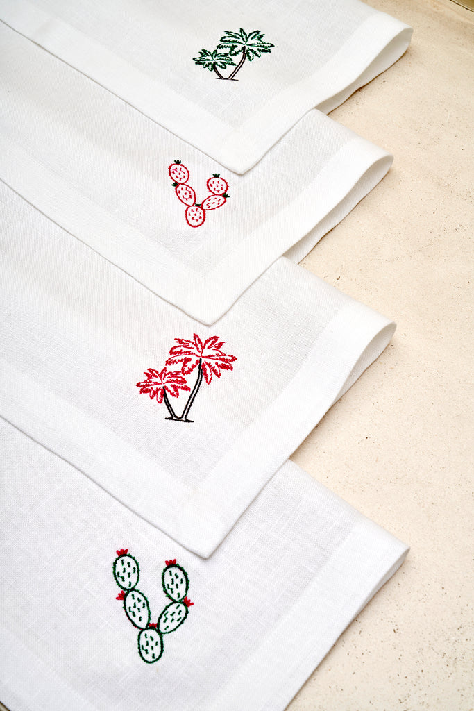 Botanical Embroidered Napkins - Set of 4