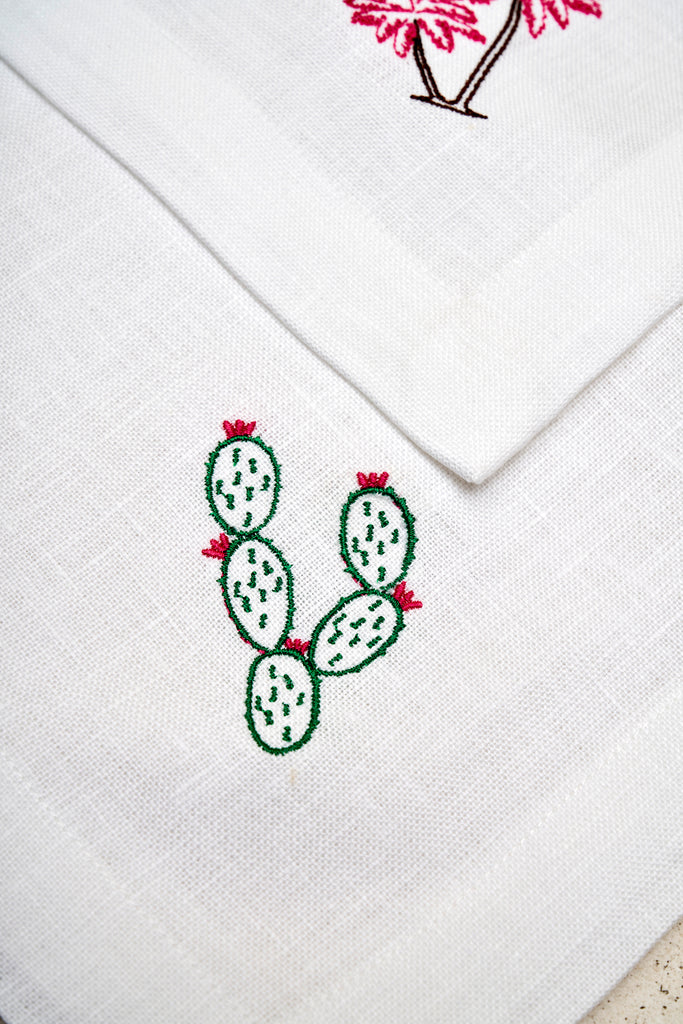 Botanical Embroidered Napkins - Set of 4