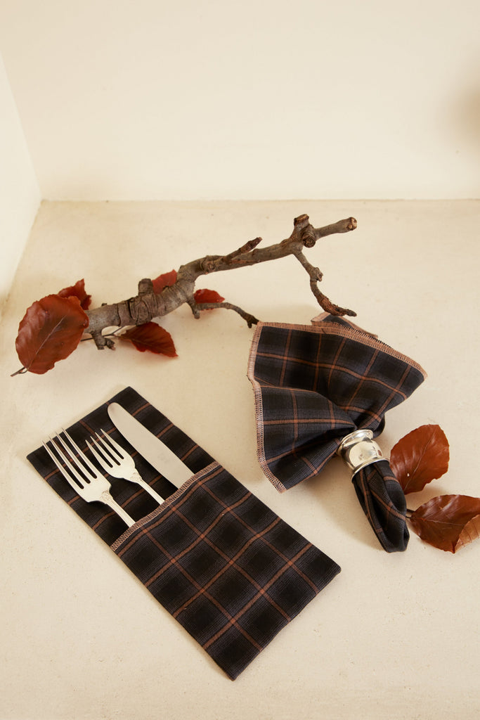 Charcoal Checkered Cutlery Holder